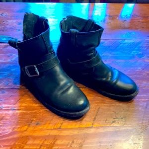 Frye back zip harness boot